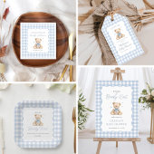 Invitation Anniversaire Teddy Bear Blue Balloon