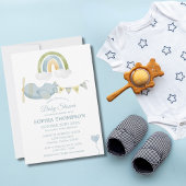 Invitation Vintage Airplane Rainbow Clouds Boy Baby Shower