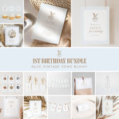 Invitation Some Bunny Is Turning One Blue Bow 1st birthday