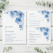 Invitation Fleurs aquarelle bleues Arche blanche (Personnalisez la collection de ce créateur indépendant.)