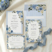 Invitation Mariage Floral à l'Aquarelle Bleue Hydrangea
