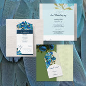 Elegant Waterverf Wilde bloemkorrels van blauw All In One Uitnodiging