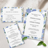 Blue Whimsical Watercolor Garden Menu de mariage