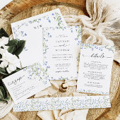 Sticker rond Fleur sauvage Mariage bleu classique