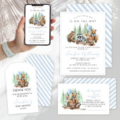 Assiettes En Carton Forêt Bois animaux bleu garçon baby shower