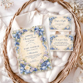 Invitation Blue Bow Blueberry Garden Baby Shower