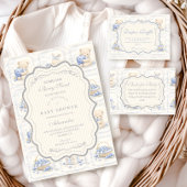 Carte D'accompagnement Blueberry Teddy Garden Toile Diapper Raffle