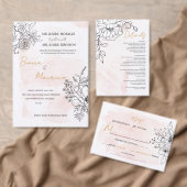 Invitation Romantic Blush with Black Florals and Photo Back (Personnalisez la collection de ce créateur indépendant. )