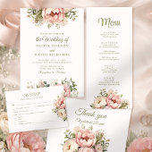 En Papier Serviette de mariage Elegant Blush & Peach Peony
