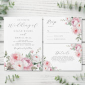 Blush & Roos Botanische Bloemen Huwelijk Kaart (Personaliseer de collectie van deze zelfstandige maker.)