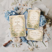 Save The Date Mariage Campagnard Bleu Rosé