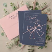 Blush Bow Elegance Chic Slate Blue bewaar de datum Save The Date (Personaliseer deze collectie van deze onafhankelijke maker. Test)