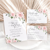 Blush Flowers, Roze Flowers, Greenery, Wedding Papieren Bordje