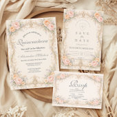 Serviette En Papier Blush Peach Baroque Quinceañera