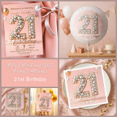 Assiettes En Carton Fancy Blush Pink and Pearl Gold 21st Birthday