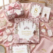 Menu Blush Rose Fleur Dorée Quinceañera