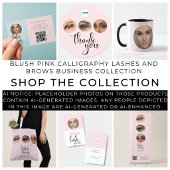 Carte De Visite Carré Blush Pink Photo Lashes & Brows QR Code Square