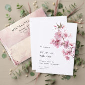 Blush Pink Cherry Blossom Flower Japanese Wedding Kaart (Personaliseer deze collectie van deze onafhankelijke maker. Test)