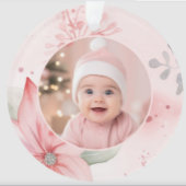 Pink Floral Baby First Christmas Photo Ornament