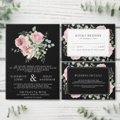 Invitation Blush Pink Floral Eucalyptus Black QR Code Wedding (Personnalisez la collection de ce créateur indépendant.)