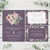 Carte De Placement Blush Pink Floral Eucalyptus Dusty Purple Wedding (Personnalisez la collection de ce créateur indépendant.)