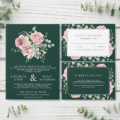 Numéro De Table Blush Pink Floral Eucalyptus Emerald Green Wedding (Personnalisez la collection de ce créateur indépendant.)