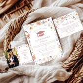 Invitation Rose Pâle Floral Diplômé