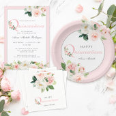 Save The Date Aquarelle rose Floral Quinceañera Enregistrer la d