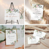 Groen Blush Roze Bruids Douche Uitnodiging