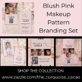 Carte De Visite Blush Pink Script Logo QR Code Photo Makeup