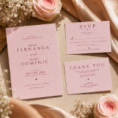 Invitation Simple Moderne Mariage Rouge et Rose