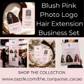 Blush Pink Script Logo QR Code Hair Extension Visitekaartje