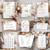 Invitation Mariage de trame or à fleurs roses blanches