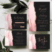 Cartons Réponse Blush Pink Rose Gold Agate Dark Wedding