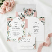 D'accompagnement Carte d'information de mariage Rose Rose Pâle