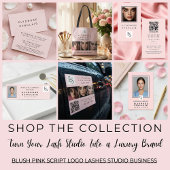 Blush Pink Script Logo QR Code Lashes Vierkante Visitekaartje