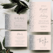 Cartons Réponse Argent moderne Parties scintillant bord rose pâle