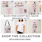 Carte De Visite Code QR d'icône sociale de script rose Blush Photo