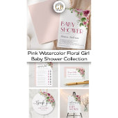 Elegant roze Waterverf Floral Girl Baby shower RSVP Kaartje