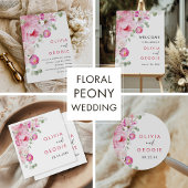 Blush Pink Waterverf Floral Peony Wedding Bedankdoosjes