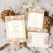 Invitation Blush Ranunculus Rose Garden Wedding