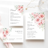 Cartons Réponse Mariage Floral Rose Fardé