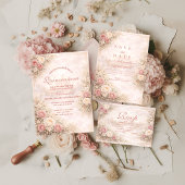 Save The Date Blush Rose Gold Garden Quinceañera
