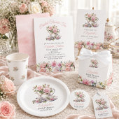 Autocollant de faveur de luncheon de mariage rose