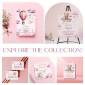 Whimsical Roze Hete Luchtballon Meisje Baby shower Kaart