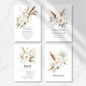 Save The Date Rustic Pampas Grass Boho Bohemian Wedding QR Code