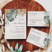 Invitation Boho Tropical Oasis Feuille Mariage