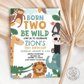 Invitation Born TWO Be Wild Pink Birthday