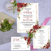 Invitations En Acrylique Mariage élégant floral de Bourgogne