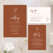 Cartons Réponse Boho Minimal Botanique Code QR Terracotta Mariage